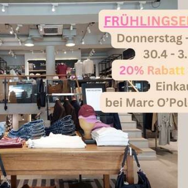 Sonntag geöffnet & 20 % Rabatt - ab Donnerstag bei Marc O´Polo Landshut